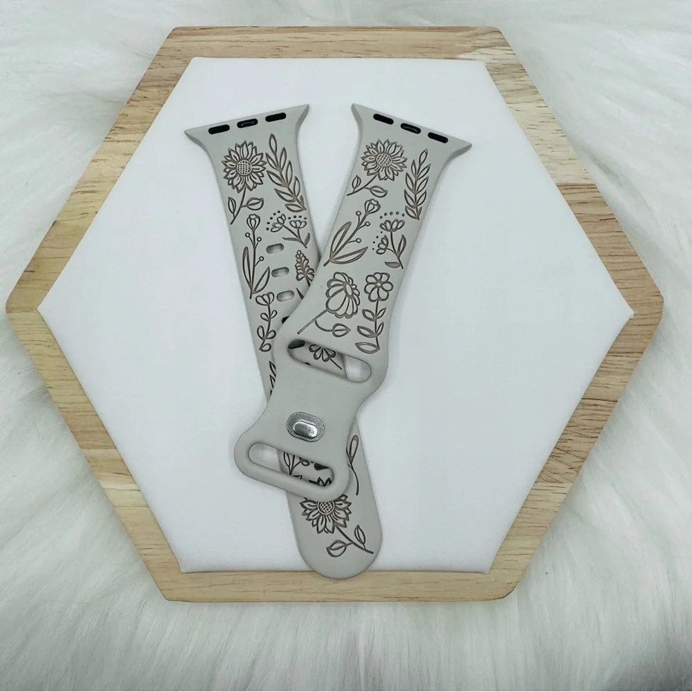 New Floral Design Apple Watch Bands 42mm 44mm 45mm 49mm Beige